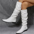 Long Boots White Cowboy Boots Women Pointed Toe Shoes - ROUTINE FASHION