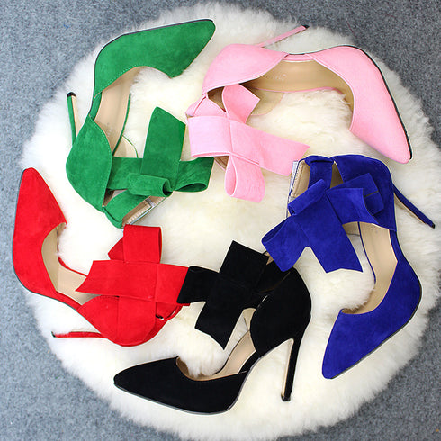Big Bow Pumps Women Thin High Heel Shoes For Party Festival - ROUTINE FASHION