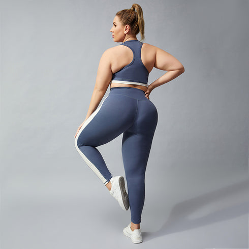 Running Yoga Racerback Type Nude Contrast Fitness Pants For Women - ROUTINE FASHION