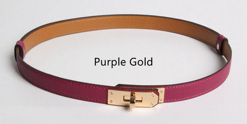 High Quality Women Real Leather 1.8cm Width Belts Golden - ROUTINE FASHION