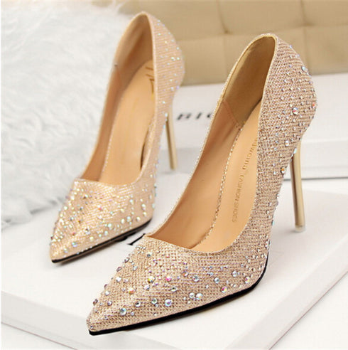 Spring High Heel Women's Wedding Shoes With Crystal Evening Dress Bridal Shoes - ROUTINE FASHION