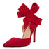 Big Bow Pumps Women Thin High Heel Shoes For Party Festival - ROUTINE FASHION