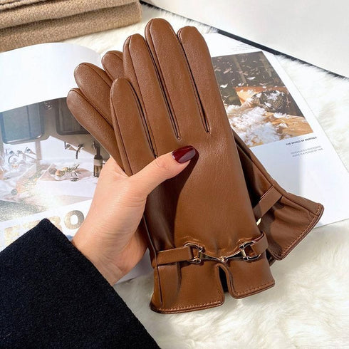Gloves Women's Winter Warm Plus Fleece Gloves PU - ROUTINE FASHION