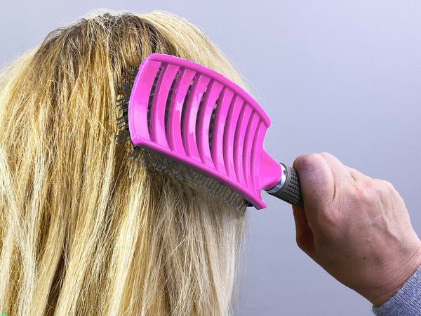 Hair Scalp Massage Brush Anti Static Curved Vented Styling Detangling Brushes Hair Scalp Massage Comb Hairbrush Bristle Nylon Women Wet Curly Detangle Hair Brush For Salon Hairdressing Styling Tools - ROUTINE FASHION