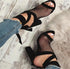 Women Sandals Bandage Flock Cross Strap Lace Up High Heels Sandal - ROUTINE FASHION