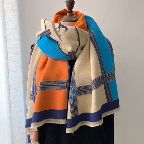 Color Blocking And Matching Cashmere Scarves For Women - ROUTINE FASHION