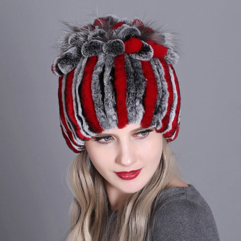 Woven Women's Fur Hats Warm And Thick Warmth Ladies Colorful Knitted Hats - ROUTINE FASHION