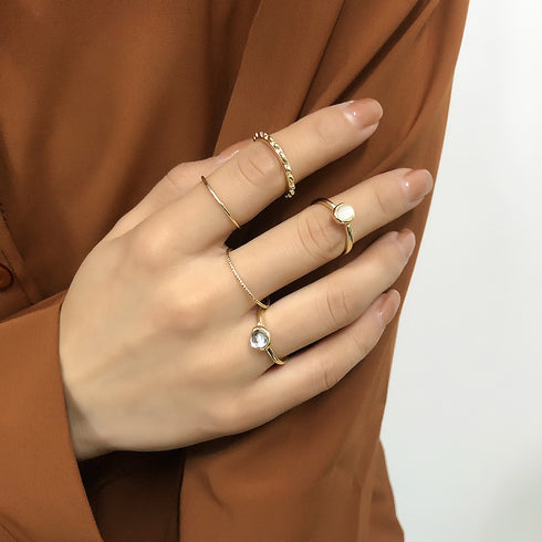 Colorful Stone Metalic Finger Rings Joint Combination Rings For Women Girl Rings - ROUTINE FASHION