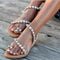 Women's Sandals Mules Boho Beach Shoes Rhinestone Lace Beading Flat Slippers - ROUTINE FASHION