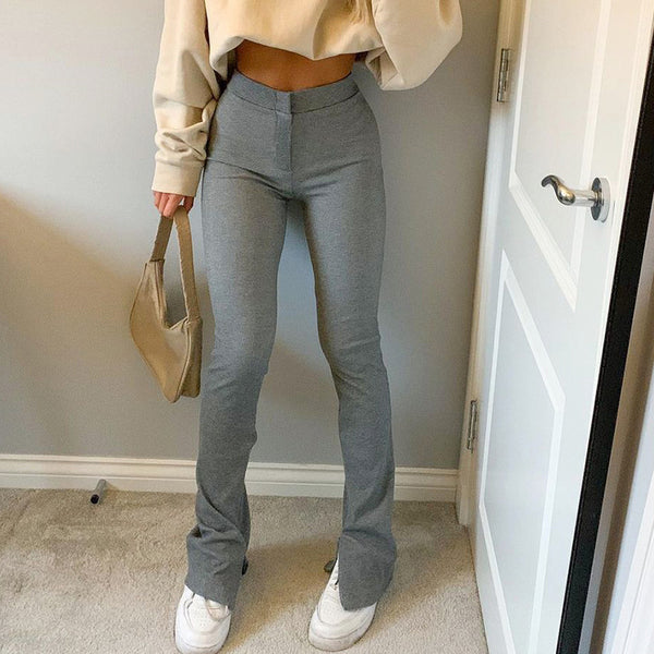 La Trousers Women's Sports And Leisure Trousers High Waist Split Slim Slimming Trousers - ROUTINE FASHION
