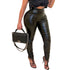 Skinny Pleated Pu Leather Pants Trousers - ROUTINE FASHION