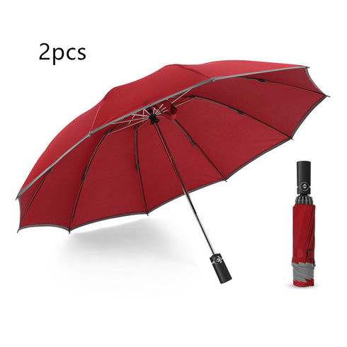 Inverted Umbrella Travel Portable Windproof Folding Umbrella,10Ribs Auto  Close Umbrella,Reflective Stripes For Night Safety - ROUTINE FASHION