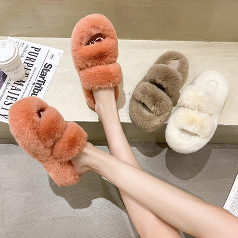 Fuzzy Slippers Women House Shoes Fluffy Bedroom Slippers - ROUTINE FASHION