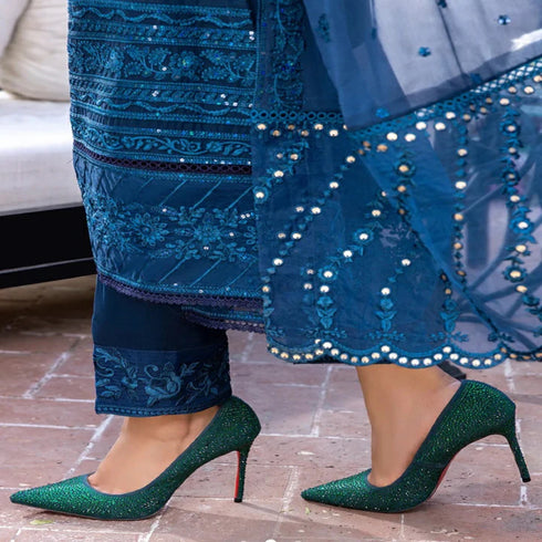 Azure Embroidery Chiffon Pakistani Beautiful Suit