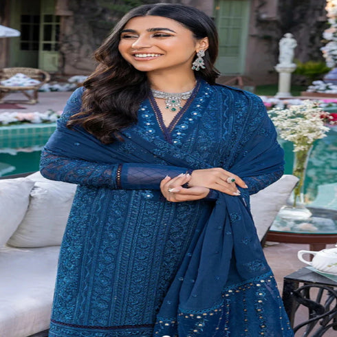 Azure Embroidery Chiffon Pakistani Beautiful Suit