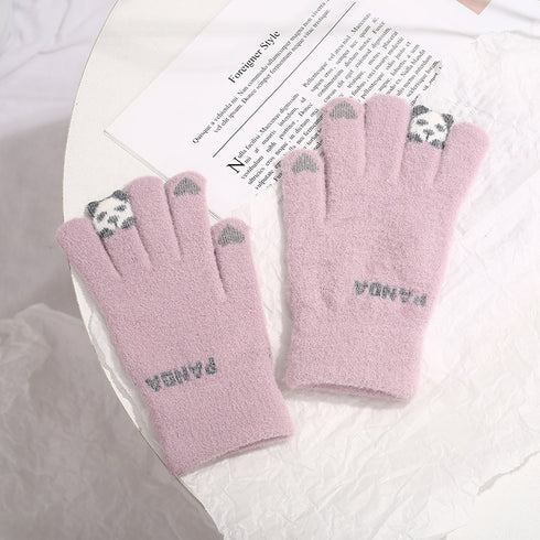 Knitted Gloves Touchscreen Winter Cute Panda Warm Goves For Cycling Women - ROUTINE FASHION