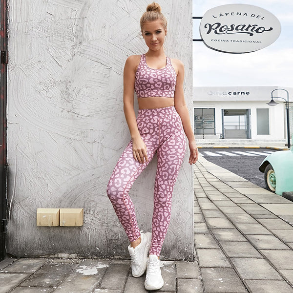 Workout Leggings Sports Leopard Suits Yoga Set Women - ROUTINE FASHION