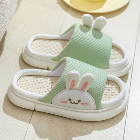 Cute Rabbit Slippers Linen House Shoes For Women - ROUTINE FASHION