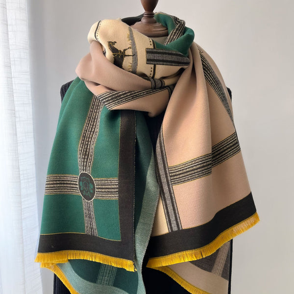 Color Blocking And Matching Cashmere Scarves For Women - ROUTINE FASHION