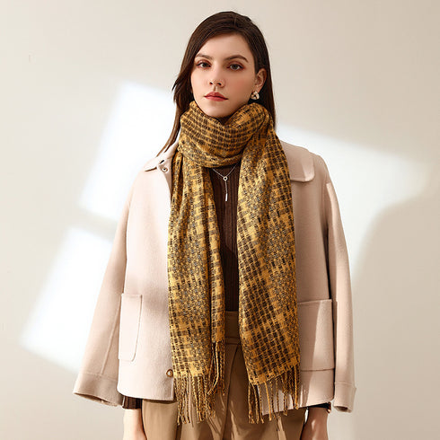 Women's New Thickened Warm Tassel Plaid Cashmere Scarves - ROUTINE FASHION