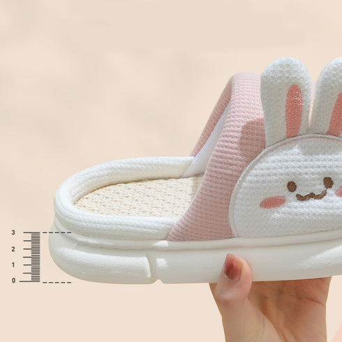 Cute Rabbit Slippers Linen House Shoes For Women - ROUTINE FASHION