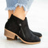 Ankle Boots For Women Low Heels Side Zipper Shoes - ROUTINE FASHION