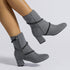 Chunky Mid Heel Boots With Rhinestone Chain Design Shoes For Women - ROUTINE FASHION