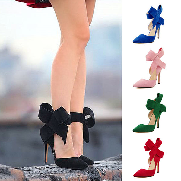 Big Bow Pumps Women Thin High Heel Shoes For Party Festival - ROUTINE FASHION
