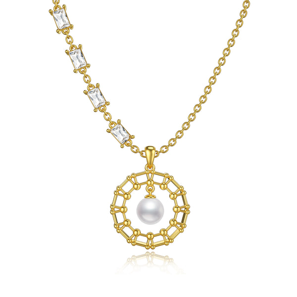 Pearl Necklace Infinity Circle Sterling Silver Pendant Necklaces for Women - ROUTINE FASHION