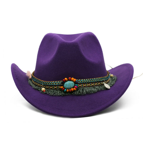Cowboy Hats Curled Felt Riding Men And Women - ROUTINE FASHION