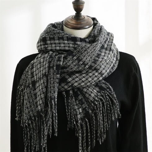 Women's New Thickened Warm Tassel Plaid Cashmere Scarves - ROUTINE FASHION