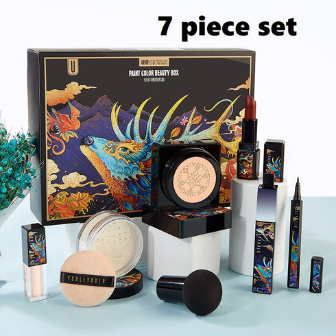 Elk Makeup Nine-piece Set Makeup Powder Air Cushion BB Cream Lipstick Affordable Makeup Set - ROUTINE FASHION