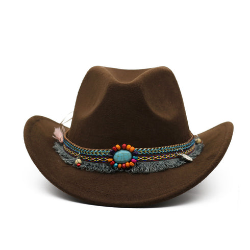Cowboy Hats Curled Felt Riding Men And Women - ROUTINE FASHION