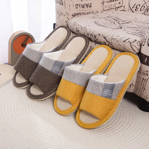 Linen Slippers House Shoes Women Bedroom Slippers - ROUTINE FASHION