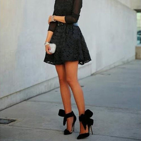 Big Bow Pumps Women Thin High Heel Shoes For Party Festival - ROUTINE FASHION