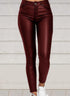 Pure Color PU Sexy Leather Pants Casual Feet Pants Women - ROUTINE FASHION