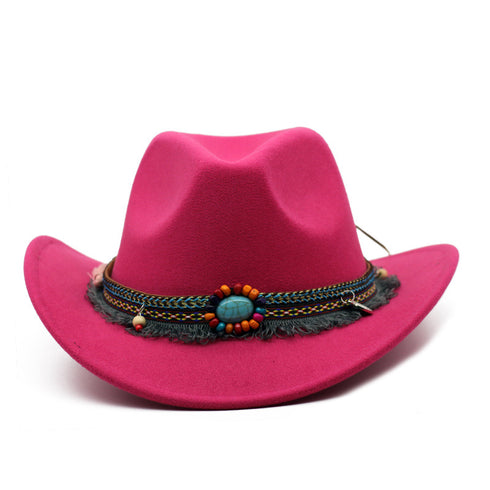 Cowboy Hats Curled Felt Riding Men And Women - ROUTINE FASHION