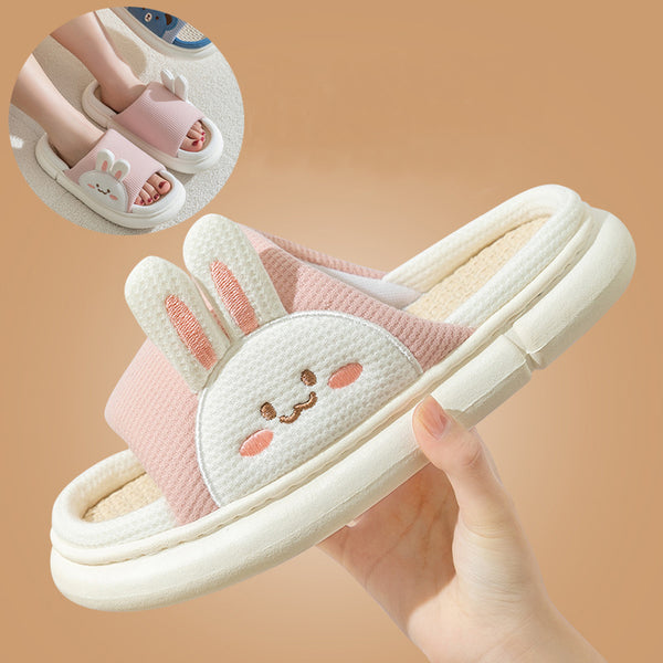 Cute Rabbit Slippers Linen House Shoes For Women - ROUTINE FASHION