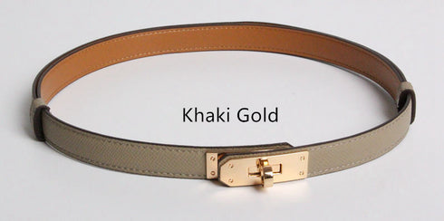 High Quality Women Real Leather 1.8cm Width Belts Golden - ROUTINE FASHION