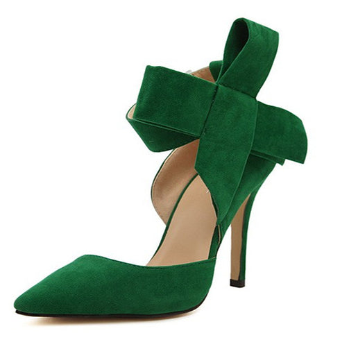 Big Bow Pumps Women Thin High Heel Shoes For Party Festival - ROUTINE FASHION