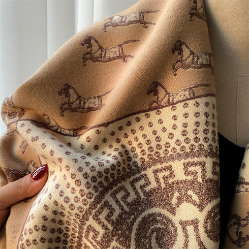 Color Blocking And Matching Cashmere Scarves For Women - ROUTINE FASHION