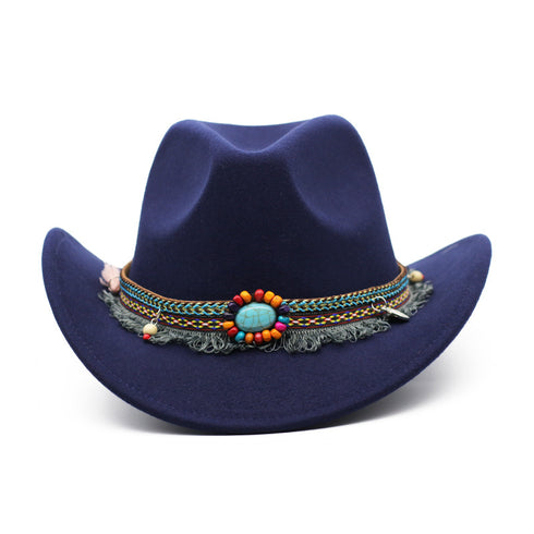 Cowboy Hats Curled Felt Riding Men And Women - ROUTINE FASHION
