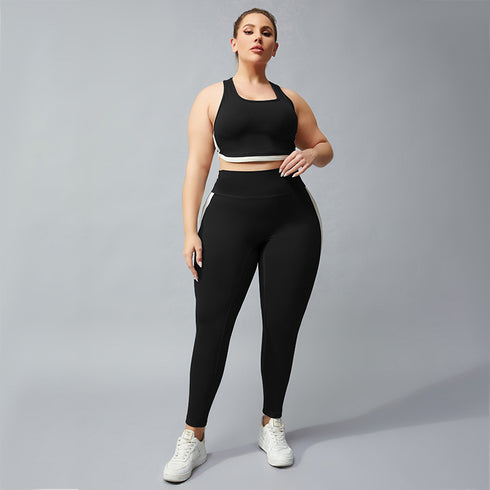 Running Yoga Racerback Type Nude Contrast Fitness Pants For Women - ROUTINE FASHION