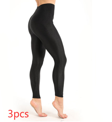 Women's Workout Leggings Casual Shiny Glossy Legging Female - ROUTINE FASHION