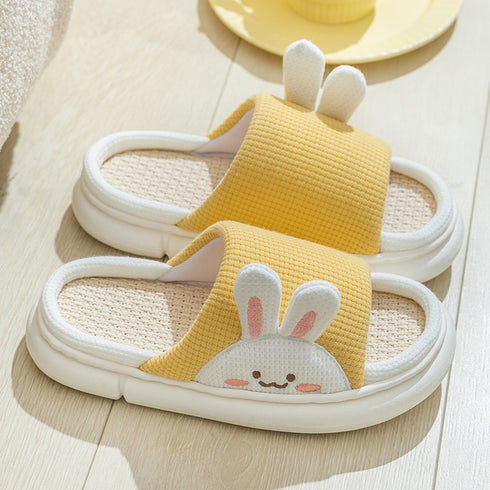 Cute Rabbit Slippers Linen House Shoes For Women - ROUTINE FASHION