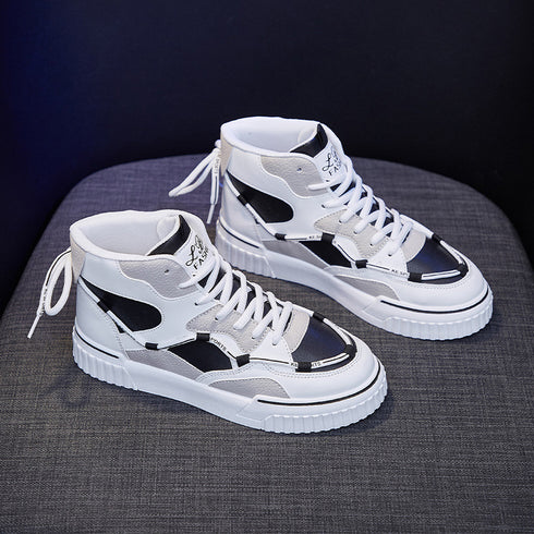 High Top White Shoes Women Flat Running Shoes Women - ROUTINE FASHION