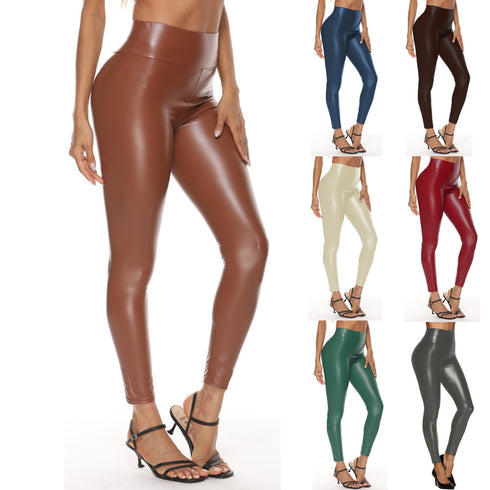New Multicolor Leather Pants For Women With High Waist And Hips - ROUTINE FASHION