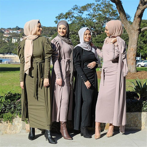 Fashion Women's Solid Muslim Cardigan - ROUTINE FASHION