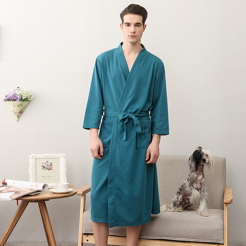 Women's Thin Couple's Nightgown Three Quarter Sleeve Bathrobe - ROUTINE FASHION