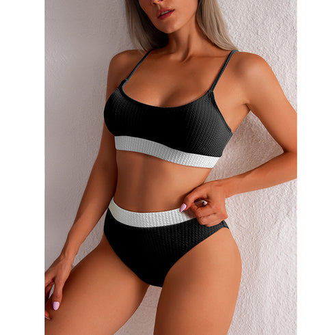 High Waist Bikini Swimwear Women Swimsuit New Push Up Biquini Ribbed Bathing Suit Women Sexy High Cut Bikinis Set - ROUTINE FASHION